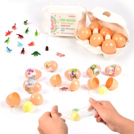 FINOCLAY Dinosaur Slime Kit for Boys & Girls, 6 Egg Slimes Find The Mutant Dinosaurs, Dinosaur Book Included with Dino Slime Charms, Smashers Dino Eggs Educational Toy Set, Party Favors for Kids