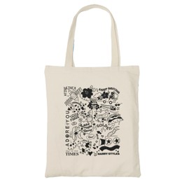 Harry Black Doodle Natural Tote Bag - Styles Love On Tour Songs Albums Singer Famous Celebrity Fan Adore Fashion Carrier Shopper Shopping Gifts Presents (Natural)