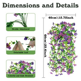 Artificial Flowers for Outdoors Decoration, 2 Pcs Outdoor Faux Plants Daisy with Eucalyptus Leaves Summer UV Resistant Fake Flowers Hanging Planters for Balcony Planter Porch Patio Garden Home Decor