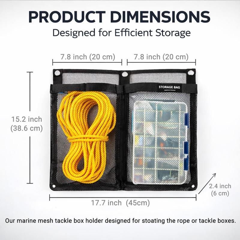 Marine Mesh Double Pocket Boat Gear Storage Bag, Polyester Boat