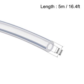 uxcell Silicone Tubing 3/16"(5mm) ID x 5/16"(8mm) OD 16ft 5m Flexible Silicone Rubber Tube Air Hose Water Pipe for Pump Transfer Clear
