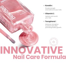 Beetles Esmalte de Uñas Rosa Perlado 15ml Secado Rápido | Color Rosa Brillante Perla Larga Duración y Alto Brillo para Manicure en Casa y Salón