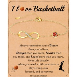 Btysun Basketball Accessories, Basketball Bracelet Stocking Stuffers for Her Gold Bracelets for Women with Infinity Basketballs Party Favors Christmas Game Day Jewelry