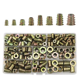 Threaded Insert Nuts, 222 Pcs Zinc Alloy D Nuts,Hexagon Socket Screws Into,Assortment Kit For Wood Furniture,Plastic, Metal(M4/M5/M6/M8/M10)