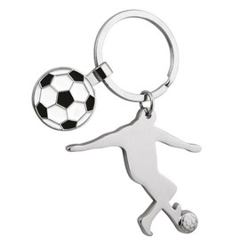 SILBERKANNE Football Key Ring with Chip 9 x 5.5 cm Premium Silver Plated Elegant Silver Plated Elegant Boxed in an Elegant Case, silver