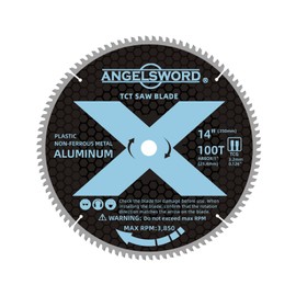 ANGELSWORD 14 inch 100T Aluminum Miter Saw Blade/Chop Saw Blade, 1" Arbor, for Aluminum and Non-Ferrous Metal Cutting