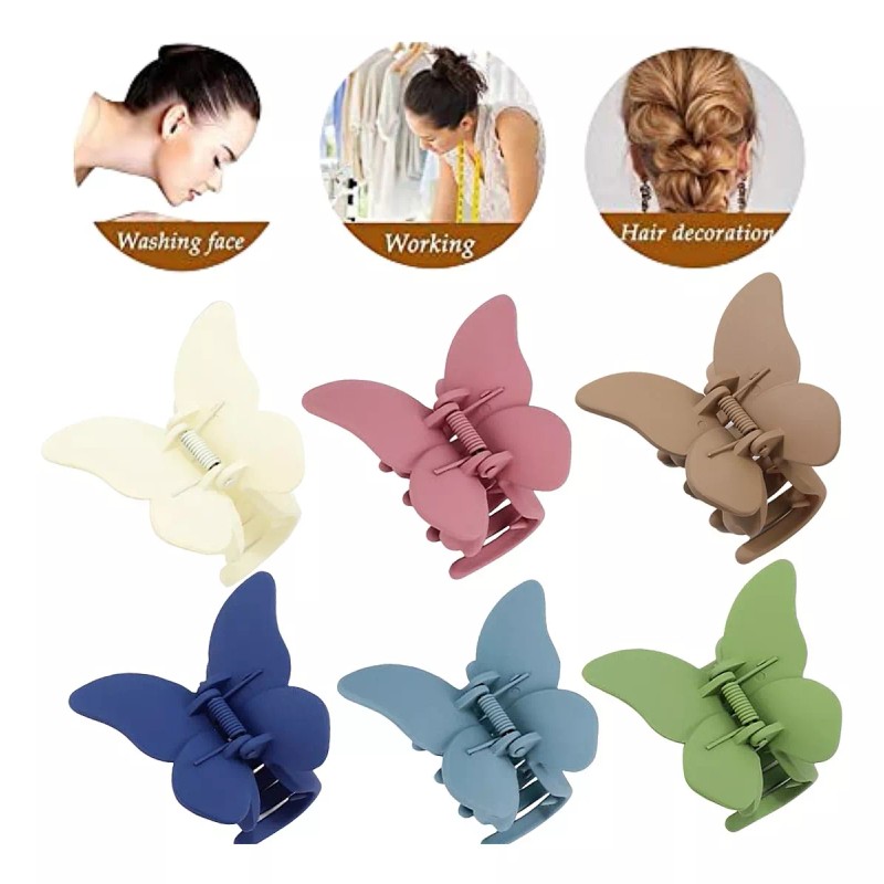 MINI BOXX Pinzas Para Cabello Mariposa Mate Grandes Para Mujer
