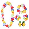 ASTARON Hula Skirt Costume Set with Hawaiian Leis Sunglasses Straw