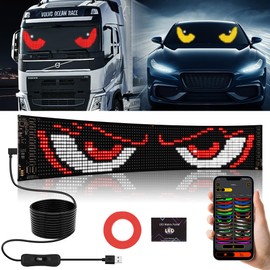 Devil Eyes Lights Customizable LED Sign for Cars & Business, Programmable Digital Display, Scrolling Text, Patterns & Animations, Flexible & Waterproof, App Control, 23''x5''