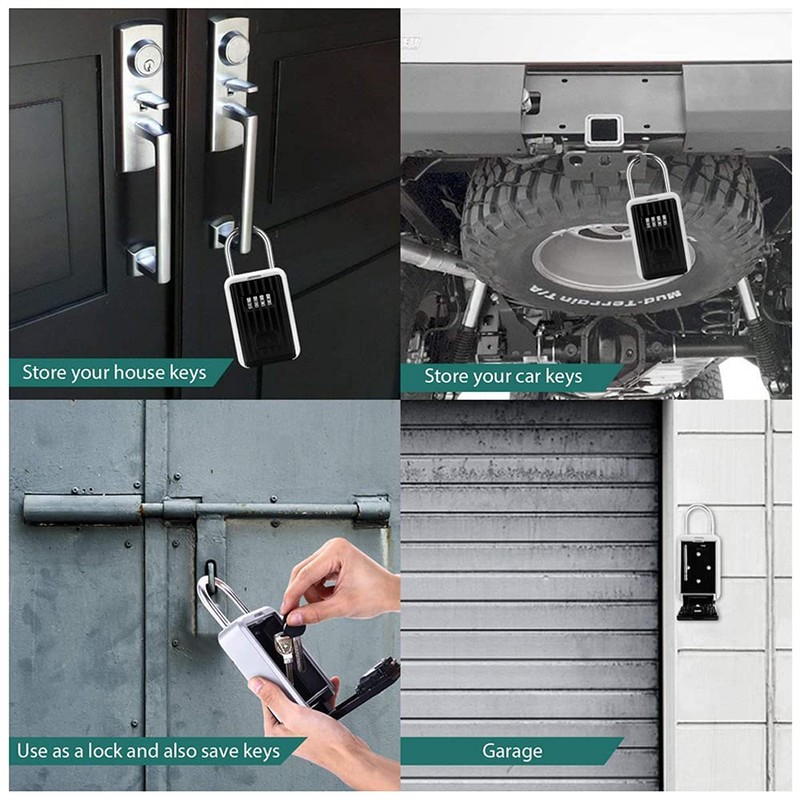 Spotact Wall Mount Key Lock Box Combination Key Padlock Aluminium