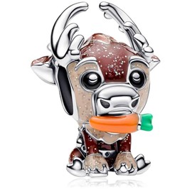 MSPOVOF Animals Christmas Heart Snowflake Charms 5A Cubic Zirconia 925 Sterling Silver Bracelets Pendant Christmas Birthday Gift for Women, Cubic Zirconia