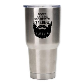 Elanze Designs Don't Hate Me I'm Beardful Silver Tone 30 Ounces Stainless Steel Travel Tumbler