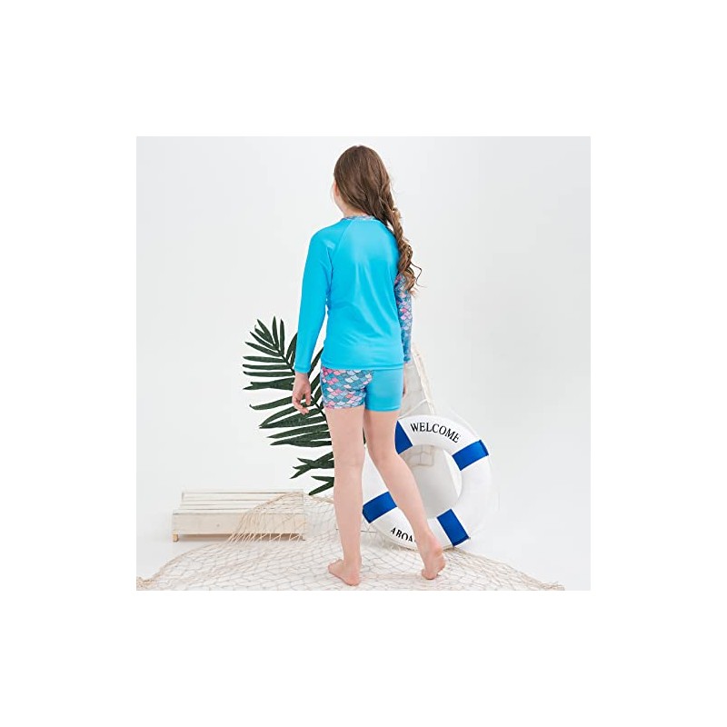 Ovovod Girls Swimsuit Two Piece Rash Guard Set for 4-14