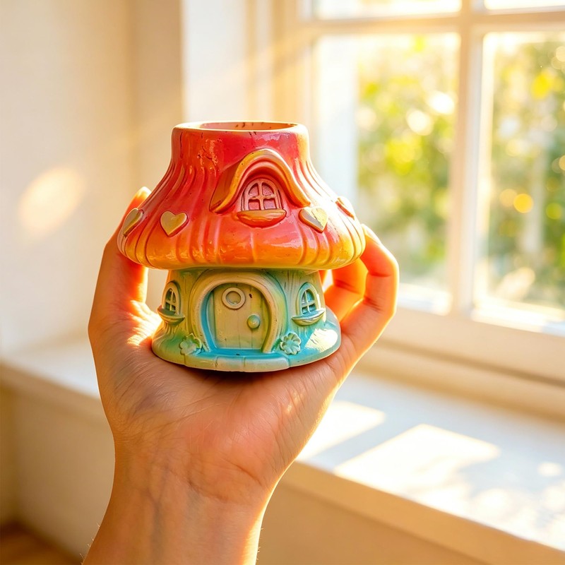 Japleed Fairytale Mushroom House Pot Silicone Mold, Unique Container Storage
