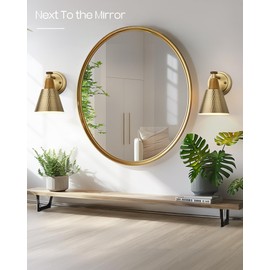 FEMILA Bathroom Light Fixtures 2 Pack, Antique Brass Vanity Light with Hammered Metal Shade, 2-Lights Bath Wall Mounted Lights Wall Lamp for Mirror Kitchen Bedroom, 4FG59B-2 BG