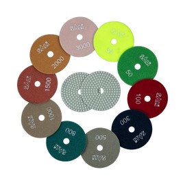 Sali 10 Pack Diamond Polishing Pads 4 Inch Wet Granite Stone Polish Pad Kit for Drill, Grinder, Polisher Polishing Pad for Concrete Marble Stone Countertop Quartz 30-3000 Grit