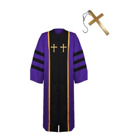 iunoket Men's Medieval Monk Priest Cloak Minister Pastor Robes Clergy Pulpit Christian Robe Church Father Purple Uniform