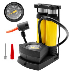 Bike Pump with Pressure Gauge Bicycle Floor Pump Stand for all Bikes, Tyre, Sports Ball, Balloons, Swimming Rings