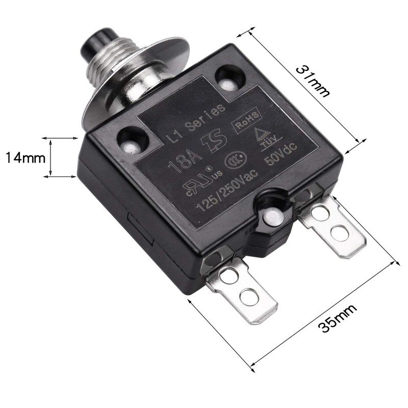 RKURCK 125-250V AC 50V DC Push Button Circuit Breaker 18