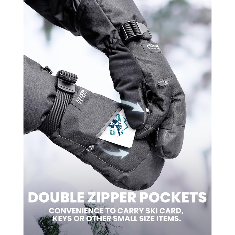 OutdoorMaster 3-Finger Ski Gloves for Women & Men, Waterproof &