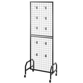 3 Packs Black Wire Grid Wall Panels 1.9 X 5.4 ft Movable Art Display Rack with 30 Hooks and Shelf WheelsDefault: Default