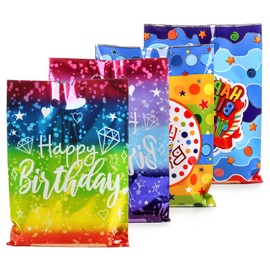 PintreeLand Medium(6.7 * 9.8inch) Happy Birthday Party Favor Bags 40 PCS Plastic Goodies Loot Bags Bulk for Kids Baby Girls & Boys Birthday Return Gift (A Style 40 Packs) | PintreeLand