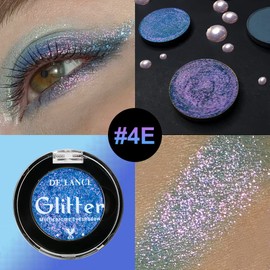 Afflano Holographic Eyeshadow Glitter, Colour Changing Multichrome Eyeshadow Silver Blue Shimmer Metallic Eye Makeup, Multidimensional Glitter Pigment Chameleon Eyeshadow Blue Eye Makeup