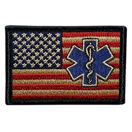 USA Flag Subdued EMT Medic EMS Paramedic Patch (3.0 X 2.0 Hook" Fastener -MF15)
