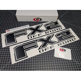 FX2 Decals (2-Pack) Off Road 4x4 Truck Bedside Fender Stickers Fits F150 F250 F350 (Gloss Blackout, S1 - FX2 Off Road)