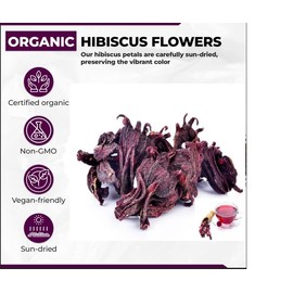 Hot Pot Africa Hibiscus Flower 500g | Sun-Dried Sorrel, Whole Petals, Perfect for Hibiscus Tea, Brewing or Distilling - Vegan, Non-GMO, Organic, Raw Food Quality Hibiscus