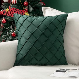 Miulee Set of 2 Lattice Velvet Cushion Covers Pleated with Hidden Zip Sofa Cushion Shiny Soft Single Colour Decorative Cushion for Living Room Bedroom Cafeteria
