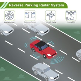 X AUTOHAUX Reverse Backup Radar System Distance Detection Reverse Parking Sensors Alarm Buzzer Reminder 2 Parking Sensors LED Distance Display