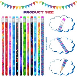 24Pcs Wooden Pencil with Eraser Assortment Colorful Pencils for Kids Writing Fun Assorted Novelty Kids Fun School Supplies for Classroom, Student Reward, Party Favor (24)
