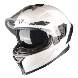 1Storm Motorcycle Full Face Helmet DOT Adults Street Bike Dual Visor Sun Inner Shield Anti Fog Pinlock Ready Shield : Pure White
