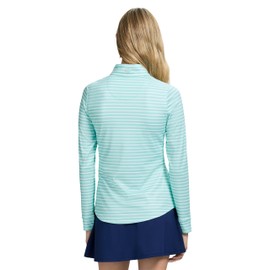 IZOD Women's 1/4 Zip Pullover Performance Stretch Long Sleeve Golf Running, Ice Green Stripe