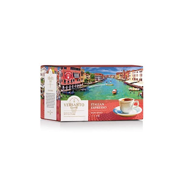 Versanto Cafe Italian Espresso, Dark Roast, 80 K-Cup Pods, Fits