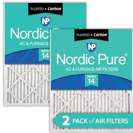 Nordic Pure 20x20x1 (19 1/2 x 19 1/2 x 3/4) Pleated Air Filters MERV 14 Plus Carbon 2 Pack