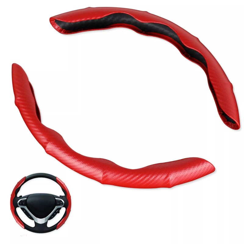 KEEPDSGN 15''Car Steering Wheel Cover Leather Non-Slip Carbon Fiber For