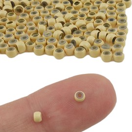HAHIYO Blonde 3.0x1.5x2.0mm Micro Links Hair Extension Beads Nano Ring Hair Extensions Rings with Thin Silicone Lining for Invisible Professional Salons Extensions Tool, 200Pcs