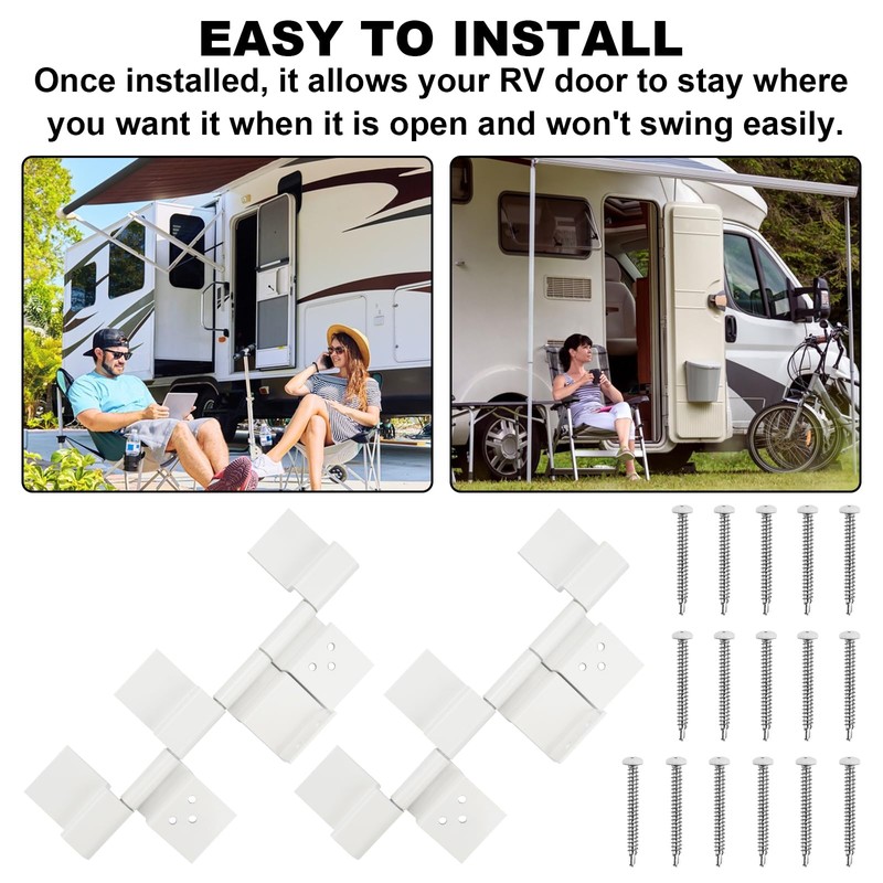 Trailer Rv Door Hinges Replacement Parts 198295 Hinge Assembly (White)