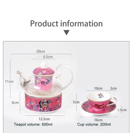 Eplze Tiger in The Jungle Pattern Ceramic Tea Set, Bone China Tea Set for Afternoon Tea or Home Décor- Pink (Cup and Saucer Set)