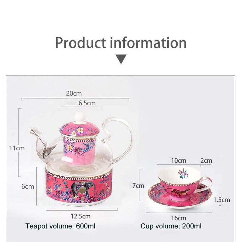 Eplze Tiger in The Jungle Pattern Ceramic Tea Set, Bone