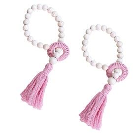 YZSZ Pack of 2 Boho Curtain Holdbacks Cotton Rope Curtain Tieback Braided Cotton Rope Curtain Tieback Curtains Durable for Home Office Kitchen Hotel Indoor Curtain Decorative (Pink)