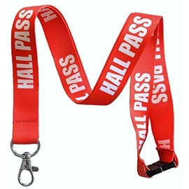 Execucat Hall Pass Break Away Lanyard Keychain ID Badge Holder (Red)