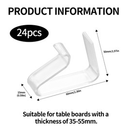 24 Tablecloth Clips, Table Cloth Clips, Outdoor Transparent Tablecloth Holder, Flexible Tablecloth Clips, Table Cloth Clips for 35-55 mm Thick Tables Holder Clips
