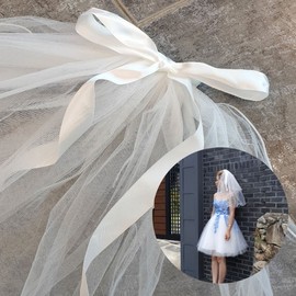 Elegant Double Layer Bridal Veil with Ribbon Accessory