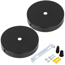 UVKDEENK 2 Packs Light Canopy Kit, Chandelier Ceiling Light Fixture Cover Plate, Ceiling Light Kit with All Mounting Hardware for Pendant Lighting Fixtures (Black, 8cm)