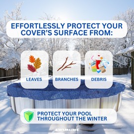 SWIMLINE HYDROTOOLS Leaf Net Heavy Duty Winter Leaf Net Pool Cover for Above Ground Swimming Pools | for 30 FT Round Pools | 33 FT Netting Size | Black | Winch & Cable Included | CO930