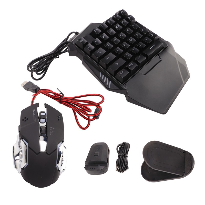 One Handed Gaming Keyboard Mouse Converter Wired 35 Keys Backlit
