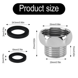 Shower Hose Reducer, Brass-Plated Connection G3/4" Female to G1/2" Male, Rust and Corrosion Resistant Shower Hose Adapter, Pipe Adaptor for Shower Hose and Tap Connections (Silver, 0.98in)